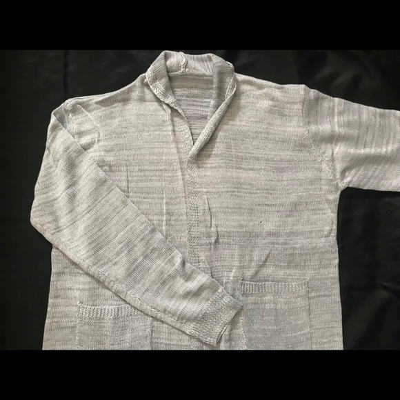 Fringe Embellished Duster Long Line Sweater Gray - Picture 3 of 6